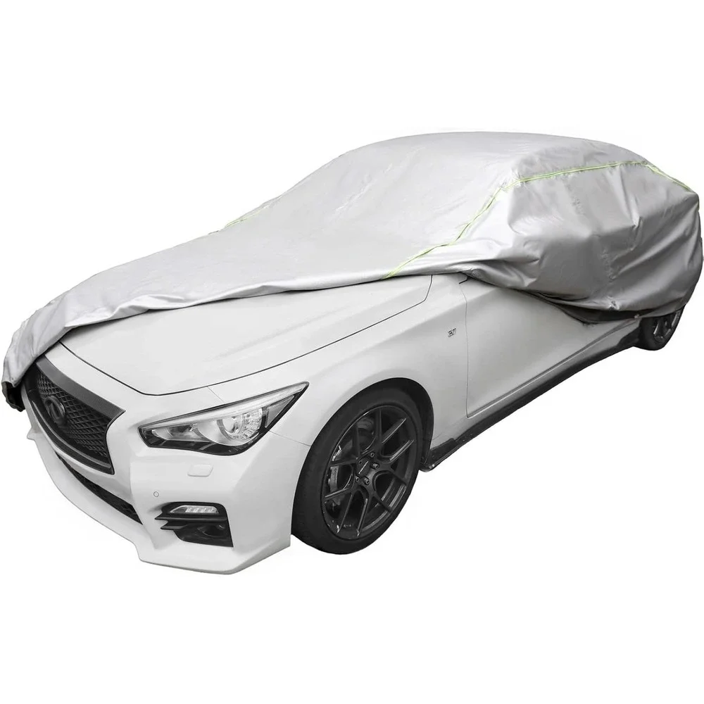 J&J Heavy Duty car Cover, 300D & Soft Lining, Driver&Trunk, Silver SEDAN 203 IN